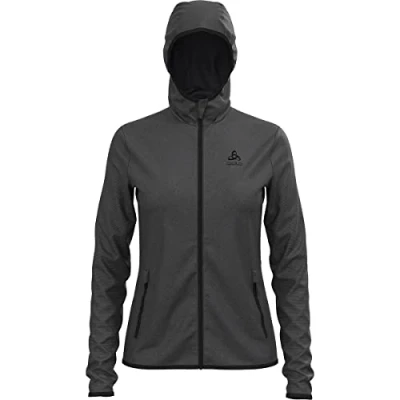 Image of Odlo Women Hooded jacket with zipper ROY, shale grey black stripes, XS