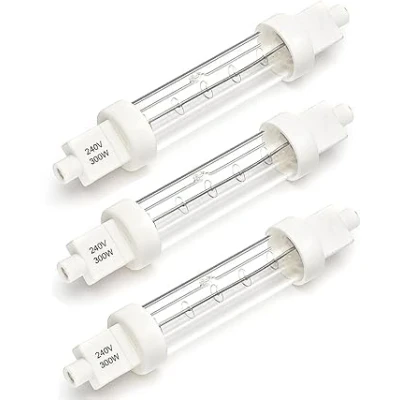 Image of Catering Parts UK Heat Lamps 240v 300w Gantry Lights Jacketed Food Lamp 118mm R7S Part No LMP 101 Push Fit (3)