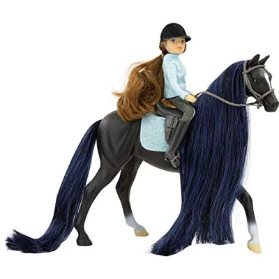 Image of BANDAI Breyer Freedom Series Jet And English Rider Charlotte Horse Model, 15cm 1:12 Scale Toy, Hand Painted Toys Collectable Figures