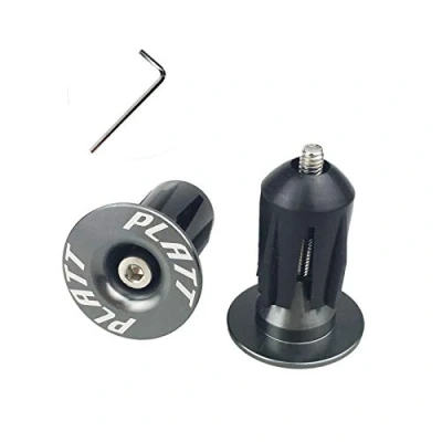 Image of PLATT Bike Bar End Plugs Aluminum MTB Road BMX Handlebar Caps (Titanium,1 Pair)