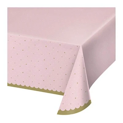 Image of Creative Party PC343963 Pink and Gold Plastic Tablecover 1 Pc