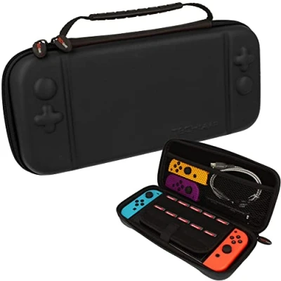 Image of TECHGEAR Switch OLED Case, Hard Protective Carry Travel &amp; Storage Case Cover Designed for Nintendo + Joy Con Controllers, 10 Game Card Slots, Accessories [Black]