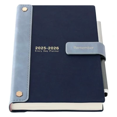 Image of Mljtoyo Academic Diary 2025 2026,A5 Page a Day 2026 Diary,Hardcover Organiser Mid Year July2025 June 2026,Daily&amp; Month Planner with Pen,Stickers,Inner Pocket,Blue