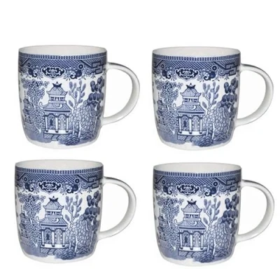Image of Churchill Blue Willow Mugs 11 oz, Set Of 4