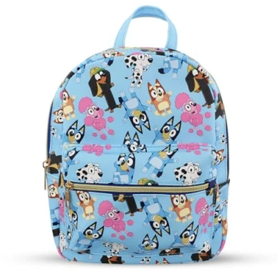 Image of Bluey and friends Mini PU Leather Backpack Purse with Adjustable Straps 10 In, Blue, One Size, Backpacks