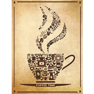 Image of Shawprint Coffee Time RETRO METAL TIN WALL PLAQUE SIGN NOVELTY GIFT Home Decor Kitchen Bar (150MM x 200MM (6&quot; 8&quot;) (8&quot; 6&quot;)
