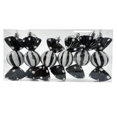 Image of 6 PCS 11CM Christmas Candy Ornaments Hanging Glitter Cane Tree for Xmas Halloween Party Decorations, Black