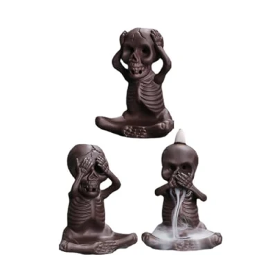 Image of Yzdysg Skull Shape Backflow Incenses Cones Holder Ceramics Aromatherapys Furnaces Burners For Home Craft