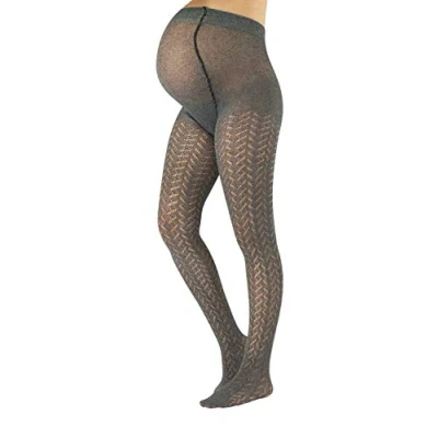 Image of CALZITALY Maternity Tights, Pregnancy Pantyhose, Knitted Cotton S, M, L, XL, 300 DEN MADE IN ITALY (L, Grey)