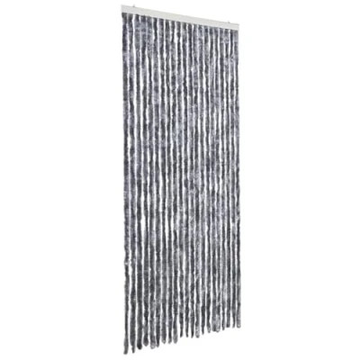 Image of vidaXL Insect Curtain Silver 90x200 cm Soft Chenille Strands, Doorway Bug Screen, Mosquito and Fly Barrier, Removable Waterproof Privacy Screen