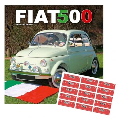 Image of Fiat 500 Calendar 2025 16 months with FREE Organisational Stickers