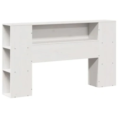 Image of vidaXL Headboard with Storage Bed White Solid Pinewood 140 cm Durable and Space Saving Bedroom Furniture