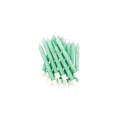 Image of Anniversary House Pack of 12 Light Mint Green Glitter Birthday Candles with Holders, 7.5 Centimeters, Celebration Cake Decoration, AHC219