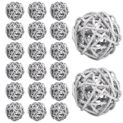 Image of 20Pack Wicker Rattan Balls,3cm 1.18in Decorative Balls Orbs Natural Spheres Balls,Vase Fillers Gray Ornaments Dffuser for DIY Craft,Wedding Table Decoration