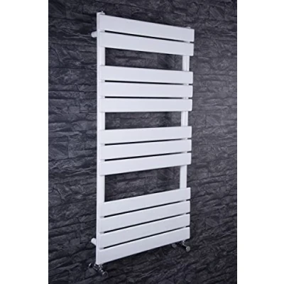 Image of Warmehaus Flat Panel Heated Towel Rail Radiator Ladder Rad 1200 x 600mm Bathroom Central Heating White
