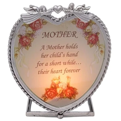 Image of Mom Gifts Glass Heart Candle Holder a Mother Holds Her Child&#039;s Hand for Short While Their Hearts Forever Birthday Gift in law to Be Grandma Great