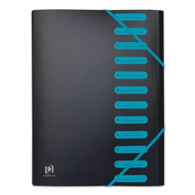 Image of OXFORD Students A4 Expanding File 12 Positions Polypropylene Cover Two Tone Black/Blue