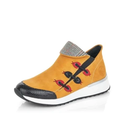 Image of Rieker Women&#039;s X8082 Fashion Boot, Black Honey Rosso Grey Rust 00, 6 UK