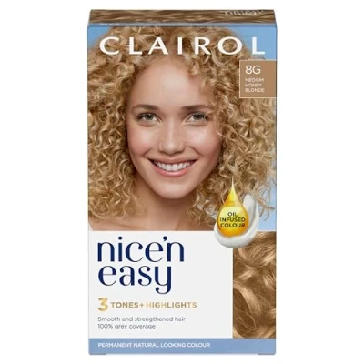 Image of Clairol Nice&#039;n Easy Crème, Natural Looking Oil Infused Permanent Hair Dye, 8G Medium Honey Blonde