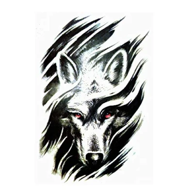 Image of 1 x Wolf XL Tattoo Red eyes Body Temporary HB846 (1)