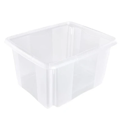 Image of keeeper Storage Box with Turn Around Stacking system, 41x34.5x22 cm, 24 Litre, Emil, Transparent