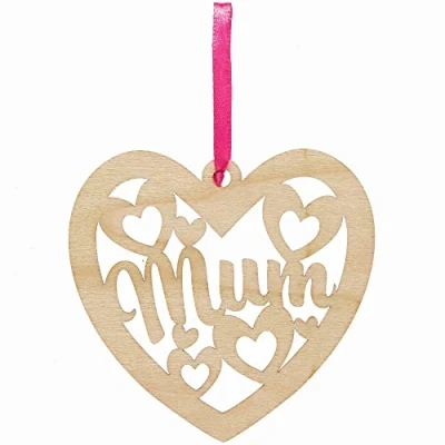 Image of Baker Ross Wooden Decorations Pack of 10, Wood Mother&#039;s Day Crafts for Children (FC437), Assorted, 21 x 17.5 3.5 centimetres