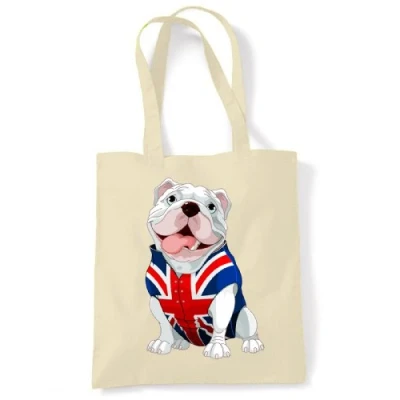 Image of British Bulldog Tote / Shoulder Bag (Cream )