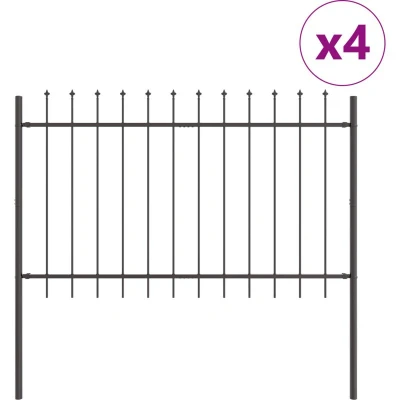 Image of vidaXL Garden Fence with Spear Top Grey, 6.8 x 1.2 m, Steel