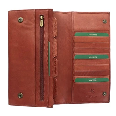 Image of VISCONTI Leather Travel Organiser Wallet RFID Blocking 1179 Brown