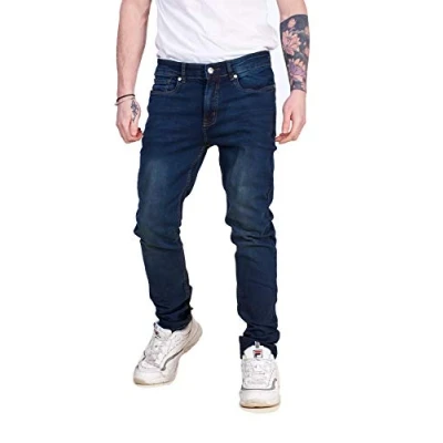 Image of Apparel Mens Skinny Slim fit Stretch Jeans Denim Cotton Fly Zip Quality Trousers Pants