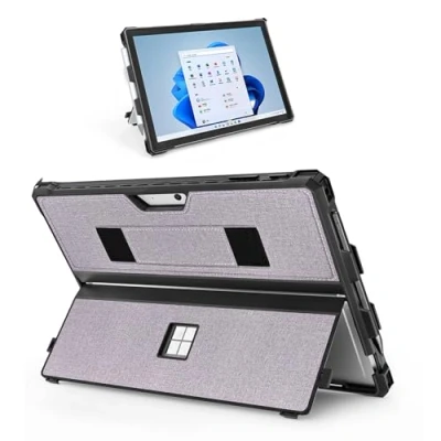 Image of Case for 12.3&quot; Microsoft Surface Pro 7+/Pro 7/Pro 6/Pro 5/Pro 4 Protective Rugged Cover Case, with Pen Holder and Hand Strap, Compatible Type Keyboard (Light Purple)