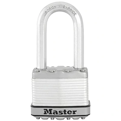 Image of MASTER LOCK Very High Security Padlock, level 9/10, Outdoor, Keyed, Laminated Steel, Weatherproof, Medium Shackle