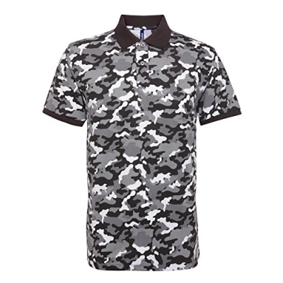Image of Asquith &amp; Fox Men&#039;s Asquit and Pique Polo Shirt, Multicolour (Camo Grey 000), XX Large (Size:2XL)
