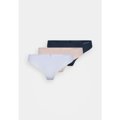 Image of Calvin Klein Underwear Thong Invisibles 3 PACK Thong, Women&#039;s, Size: Small, Casual blue/speakeasy/cedar