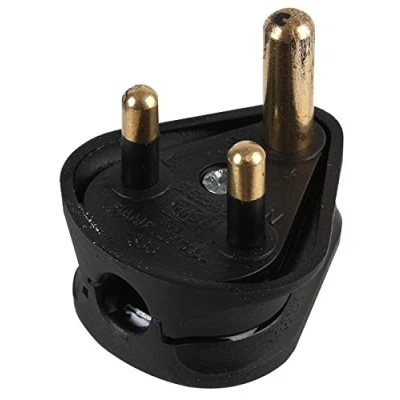 Image of Pro Elec 5A Plug Black 3 Pin Round mains