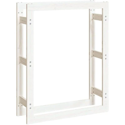Image of vidaXL Firewood Rack White 80x25x100 cm Solid Wood Pine