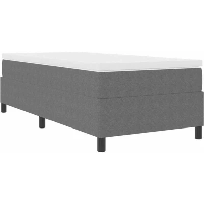 Image of vidaXL Box Spring Bed with Mattress in Light Grey, 90 x 200 cm, Corduroy Fabric