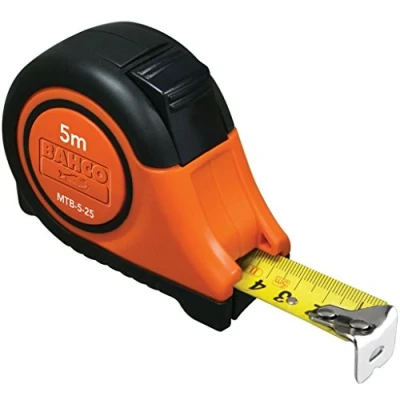 Image of Bahco MTB 5 25 m Magnetic Metric Measuring Tape with Automatic Locking System, Multi Colour,