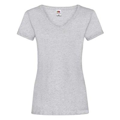 Image of Fruit of the Loom Women&#039;s V Neck Valueweight T Shirt, Heather Grey, 8 (Manufacturer Size:X Small) B