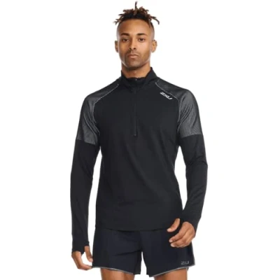 Image of 2XU Men&#039;s Light Speed 1/2 Zip Black/Silver Reflective, X Large