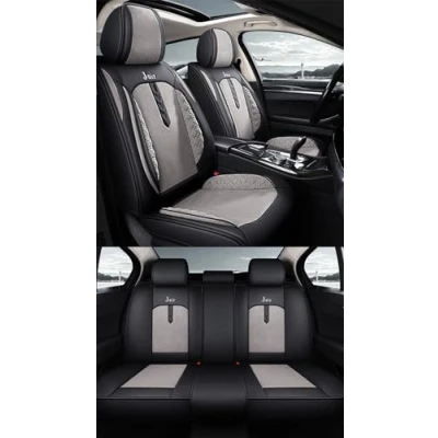 Image of nenyan Universal Car Seat Covers waterproof leather Full Set, To Fit Most Cars, Side Airbag Compatible Grey