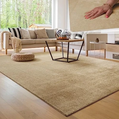 Image of Paco Home Living Room Rug Fluffy Washable in Short Pile Soft, Size:200x280 cm, Colour:Beige 2