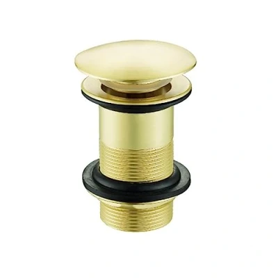 Image of Nes Home Push Button Unslotted Basin Waste Sprung Brushed Brass