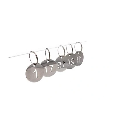 Image of NanTun 304 Stainless Steel Key Tags with Ring 20 pcs, 30mm Hollowed Number ID Chain, Numbered Rings 1 to