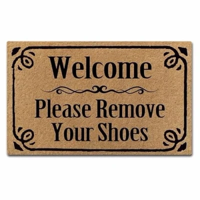 Image of Door Mat Welcome Please Remove Your Shoes Non Slip Mats Funny Doormat Decor for Bathroom Kitchen Front Porch Rugs Home Entrance 24X16 Inch