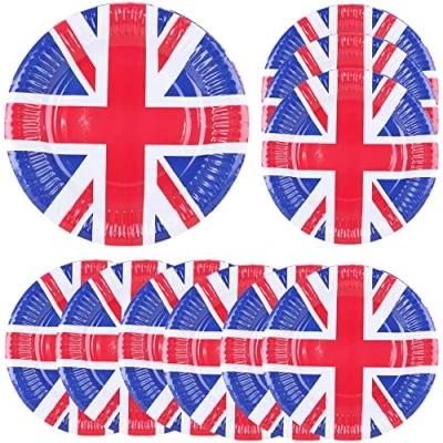 Image of Toyland® Pack of 10 Union Jack Paper Plates British Tableware Celebration