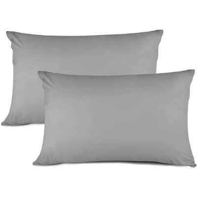 Image of Hachette Pillow Cases 2 Pack Egyptian Cotton 200 Thread Count (Grey Silver)