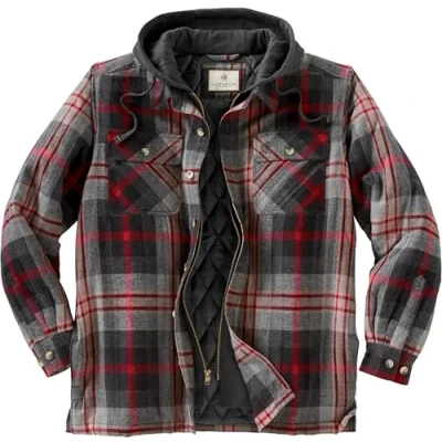 Image of Legendary Whitetails Men&#039;s Maplewood Hooded Shirt Jacket, Locomotive Plaid, 5XL
