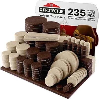 Image of Felt Furniture Pads X PROTECTOR 235 PCS Premium Feet Best Wood Floor Protectors Protect Your Hardwood &amp; Laminate Flooring!