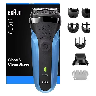 Image of Braun Series 3 Shave and Style Electric Shaver, Wet &amp; Dry Razor for Men Black/Blue 310BT